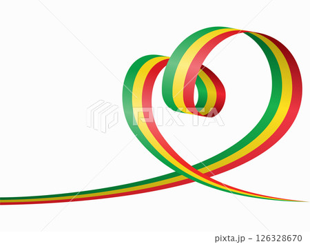 Malian flag heart shaped ribbon. Vector illustration. 126328670