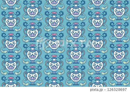 アジア調パターン42（ブルー） 126328697