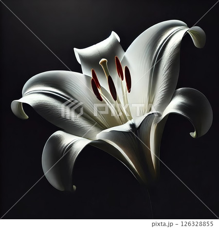 黒背景に浮かぶ白百合|White Lily on a Dark Background 黒背景に浮かぶ白百合|White Lily on a Dark Background 126328855