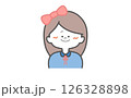 大きな赤色のりぼんをつけた人　長髪の女の子 126328898