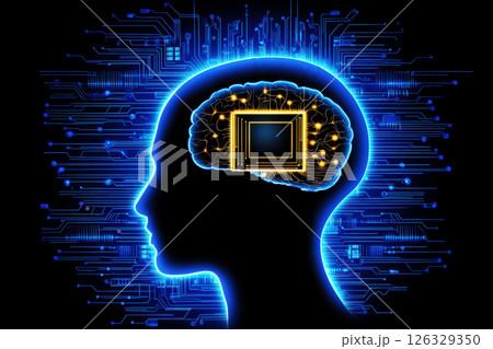 Computer circuit board in the form of the human brain. 126329350