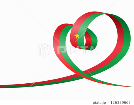 Burkina Faso flag heart shaped ribbon. Vector illustration. 126329665