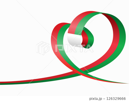 Madagascar flag heart shaped ribbon. Vector illustration. 126329666