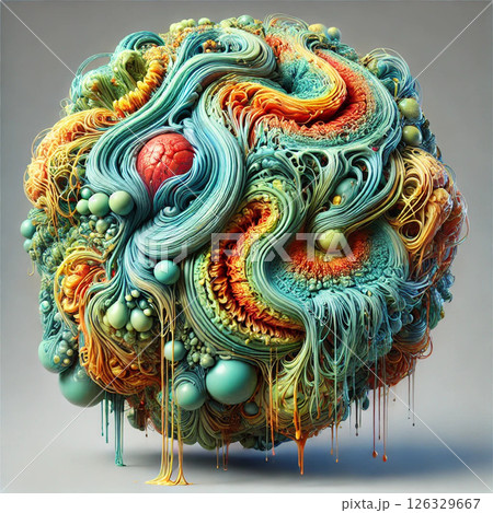 ドロドロ球体！緑とオレンジ！菌のようだ！丸いブツブツもありますよー 126329667