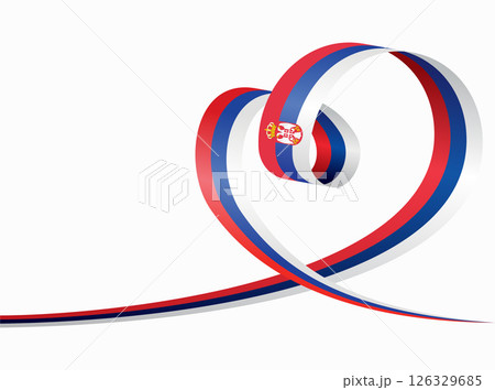 Serbian flag heart shaped ribbon. Vector illustration. 126329685