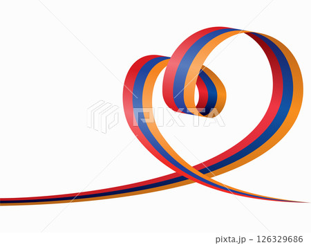 Armenian flag heart shaped ribbon. Vector illustration. 126329686