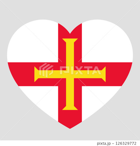 flag of Guernsey in form of heart, symbol of love flag of Guernsey in form of heart, symbol of love 126329772