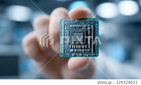 Microchip in Hand 126329831