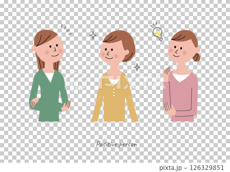 Positive facial expression female upper body set 126329851
