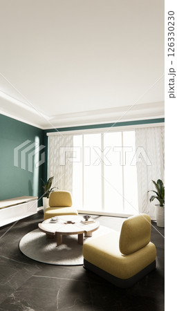 Luxury room - Yellow sofa on mint wall modern interior .3d rendering Luxury room - Yellow sofa on mint wall modern interior .3d rendering 126330230