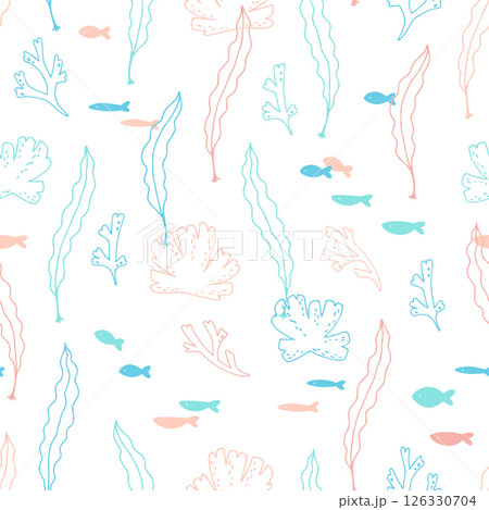 海草と海の生き物のパターン 126330704