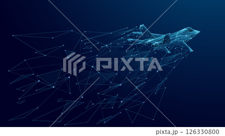 Abstract fighter jet. Digital military supersonic airplane 126330800