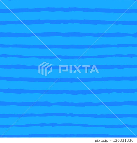 Horizontal striped seamless pattern with hand drawn pencil textured lines. Simple background with sketchy scribble stripes in sky blue colors. Bright abstract vector seamless wallpaper. 126331330
