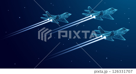 Military Fighter Jets in flight. Digital airplane in futuristic style Military Fighter Jets in flight. Digital airplane in futuristic style 126331707