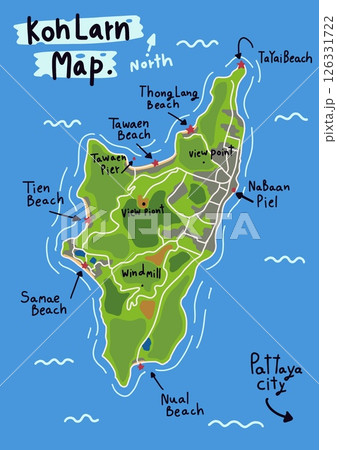 Graphic Adventure Map of Koh Larn Island pattaya Thailand tourism atlas  Graphic Adventure Map of Koh Larn Island pattaya Thailand tourism atlas  126331722