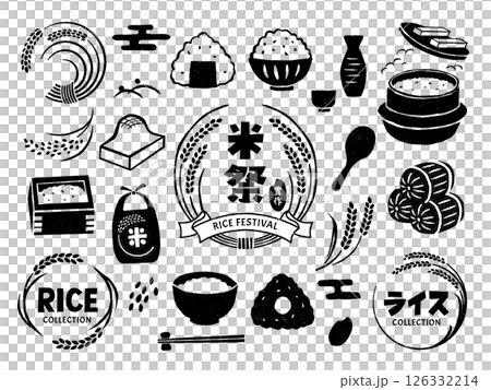 日本稻穗和稻米插圖集 126332214