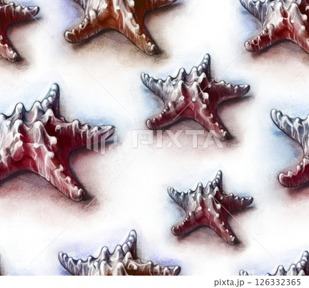 Hand drawn starfish, underwater animals. Summer vacation and sea coast. 126332365