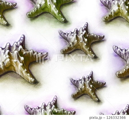 Hand drawn starfish, underwater animals. Summer vacation and sea coast. 126332366