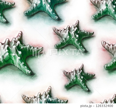 Hand drawn starfish, underwater animals. Summer vacation and sea coast. Hand drawn starfish, underwater animals. Summer vacation and sea coast. 126332400