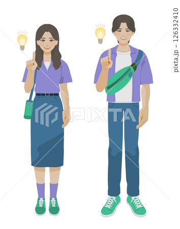 ひらめく女性と男性のイラスト 126332410