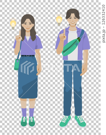 ひらめく女性と男性のイラスト 126332410