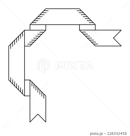 Illustration of ribbon corner. Decorative abstract banner. 126332458