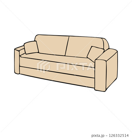 Vector hand drawn sketch doodle colored sofa Vector hand drawn sketch doodle colored sofa 126332514