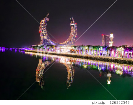 Crescent Tower Lusail At Night Crescent Tower Lusail At Night 126332545