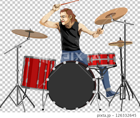 Drummer Playing Drum Music Instrument 126332645