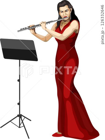 Flutist Playing Flute Music Instrument 126332646