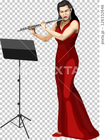 Flutist Playing Flute Music Instrument 126332646