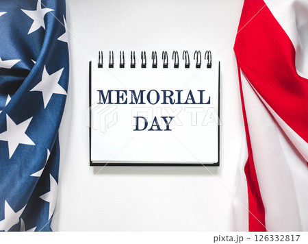 Memorial Day. American Flag and congratulatory inscription 126332817