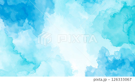 水色の水彩背景素材 126333067