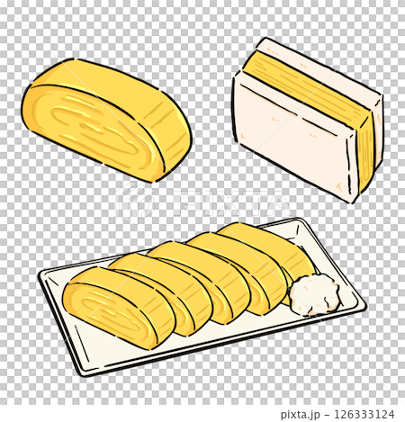 Handwritten _ rolled omelet _ vector material _ set 126333124