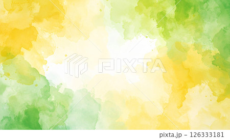 黄色と緑の水彩背景素材 黄色と緑の水彩背景素材 126333181