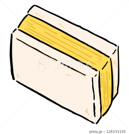手書き_だし巻き卵サンド_ベクター素材_01 126333195