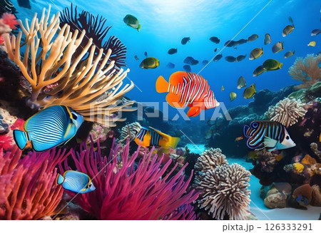 Exotic Coral Reef with Rare Marine Life 126333291