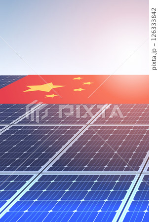 Solar panels trade war concept illustration. Solar panels with a flag symbolizing international trade tensions. Bright sky background. Perfect for banners or articles Solar panels trade war concept illustration. Solar panels with a flag symbolizing international trade tensions. Bright sky background. Perfect for banners or articles 126333842