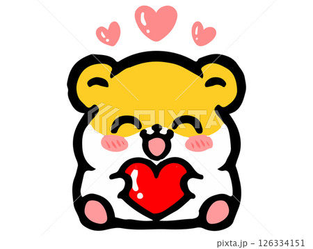 ハートとかわいいゴールデンハムスターのイラスト素材 ハートとかわいいゴールデンハムスターのイラスト素材 126334151