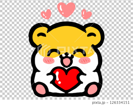 ハートとかわいいゴールデンハムスターのイラスト素材 ハートとかわいいゴールデンハムスターのイラスト素材 126334151