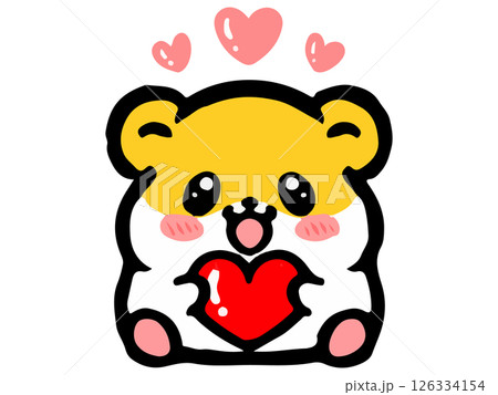 ハートとかわいいゴールデンハムスターのイラスト素材2 126334154