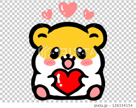 Heart and cute golden hamster illustration material 2 126334154