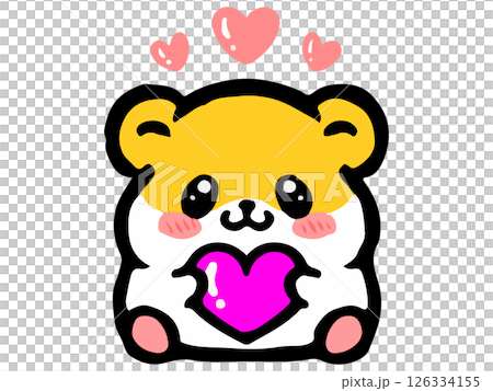 Heart and cute golden hamster illustration material 3 126334155
