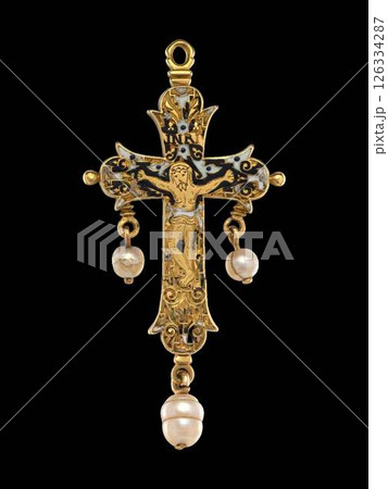 Antique Gold Reliquary Crucifix Pendant - 17th-18th Century Religious Art Antique Gold Reliquary Crucifix Pendant - 17th-18th Century Religious Art 126334287
