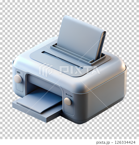 Modern 3d isometric printer illustration, tech office equipment, isolated on transparent background 126334424