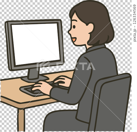 パソコンを操作するスーツの女性 126334569