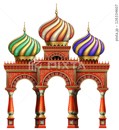 Ancient arch facade in the east or the ancient Russian style 126334607