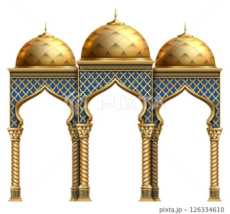 The luxurious entrance of the palace with golden arches The luxurious entrance of the palace with golden arches 126334610