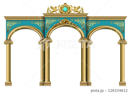 Triumphal Arch. Golden classic rococo baroque frame Triumphal Arch. Golden classic rococo baroque frame 126334612
