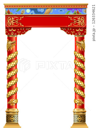 Luxury Entrance Golden Oriental Japanese Arch 126334621